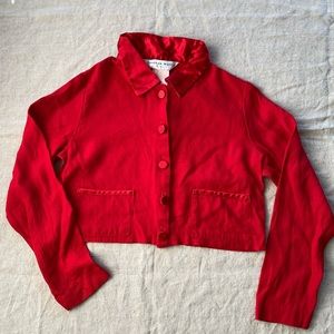 Vintage Cropped Button-down Blouse